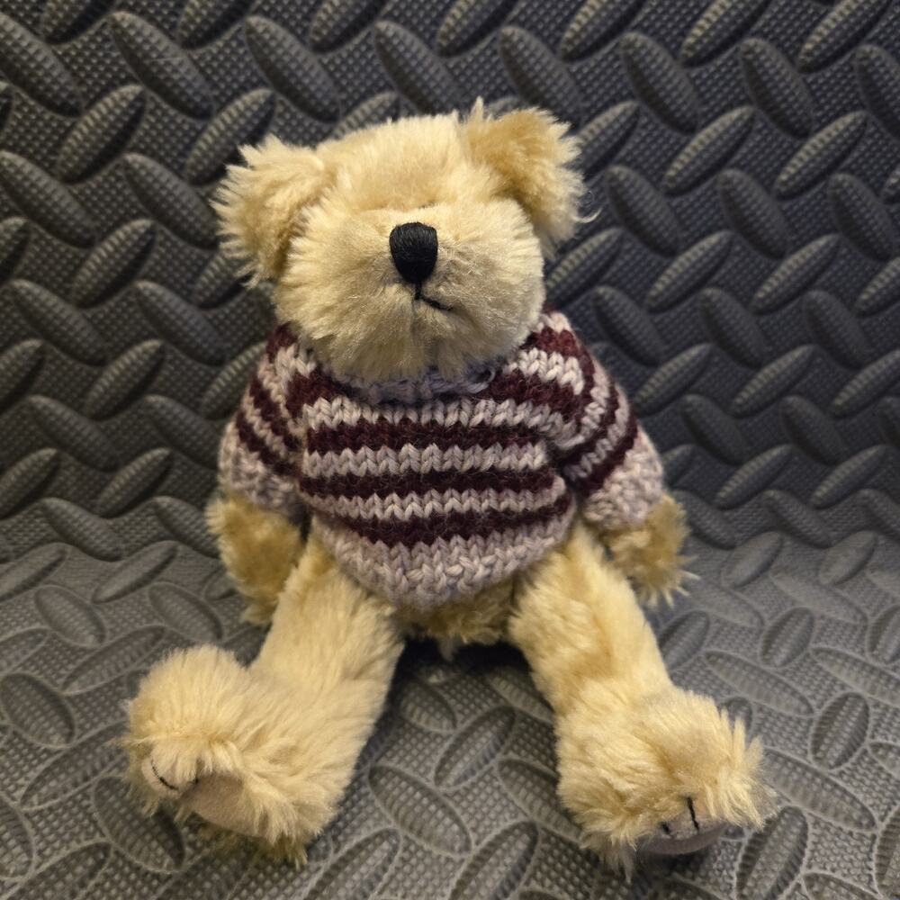 Vintage 1993 Ty Teddy Bear Plush Striped Sweater 8” Stuffed Animal
